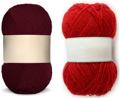 Waaome ® Brown And Red Wool 200 Gram 100x2 Hand Knitting Art Craft Soft Yarn (WA65)