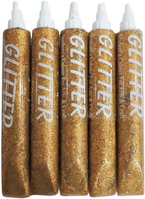 ASIAN HOBBY CRAFTS Golden Glitter Tubes, Pack of 5 Golden