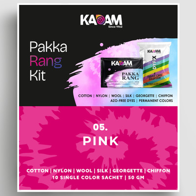 KADAM Fabric Dye Colour, Shade 05 Pink, Pack of 10 Single Color Pouches