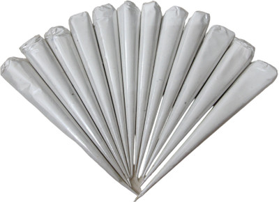 RIA Studio Colorful Ceramic Liquid Paste Cones for Art Craft Outliners, Mandana, Lippan Art(Set of 12, White)