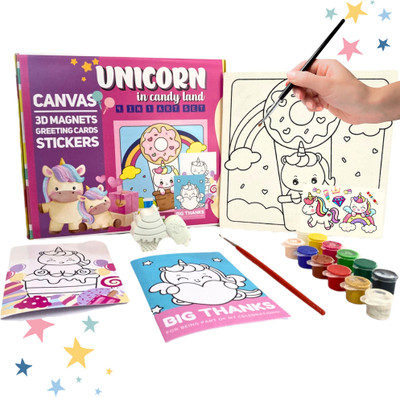 Craftopedia 4 In 1 Canvas Painting Art & Craft Set - Unicorn