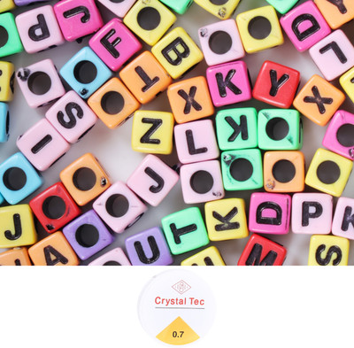 ambitieux 300+ Cube Shape multicolor 2 Plastic Alphabet Beads with elastic roll