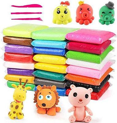 Wrixty Non- Toxic 12 Different Color Fluffy Foam Clay with 3 Tools, Pack of 13