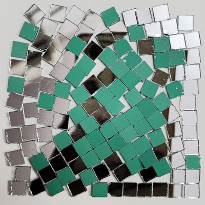 INDIKONB Silver Glass Pieces for Crafts & Art (Square M) - Shiny Mirror Finish