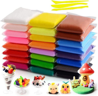 KHYALI Pack of 24 Non-Toxic Modelling Fluffy Foam Bouncing Air Dry Clay for Kids|K87