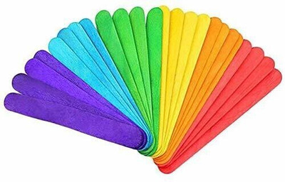 BanteyBanatey Coloured Wooden Ice Cream Popsicle Sticks (Broad) (Pack of 50 Sticks)