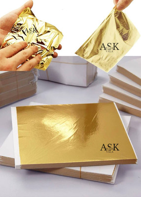 A.K COLLECTION GOLD LEAFING STUDIO LEAF.100 SHEETS 8X8CM GLIDING FOIL FOR RESIN ART.45
