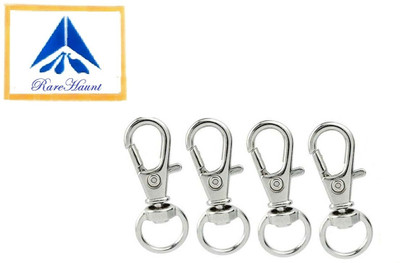 Rarehaunt 04 Pcs Metal Heavy Duty Eye Swivel Clasps Pet Buckle Key Chain Silvery Colour Locking Key Chain(Silver)