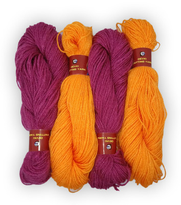 DEVKI KNITTING YARN PACK OF 200GM. YARN HIBISCUS PINK & LIGHT ORANGE , DM55.56.200