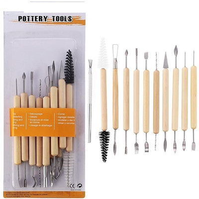 MOREL 11-PCS Set Sculpting Tools with Wood Handles Ideal for Cleaning Creating