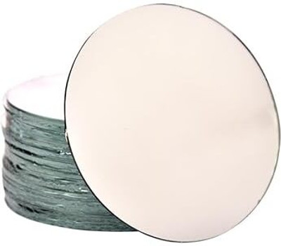 VINAYAK GALLERY Round Circle Glass Mirror Acrylic for Painting, Lippan/Mud Art (5 Pcs, 5 Inch)