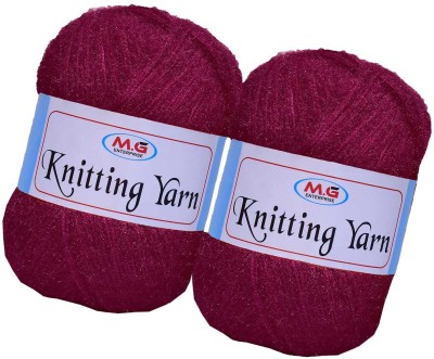 M.G Enterprise Knitting Wool Yarn, Soft Fancy Feather Wool Deep Rose 400 gm- Art-HFF