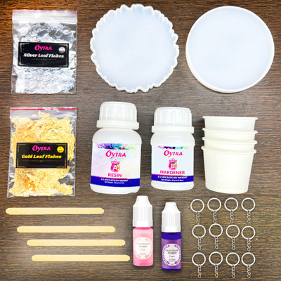 OYTRA Resin Art Kit for Coaster Making DIY Set Combo Mould, Flake and Pigment Included