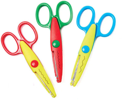 DEZIINE Pack of 3 Zig Zag Cut Scissors Sewing Scissors,Art Craft Paper Cutting Scissors