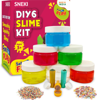 sneki Pack of 6 DIY Multicolor slime jelly putty clay toys kit set for girls boys kids