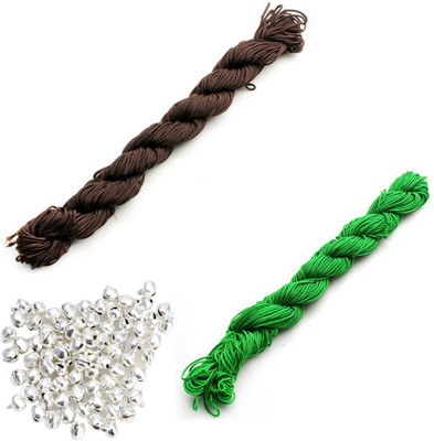 Crafts Haveli Nylon Cord 30 Mtr Knot Macrame Braided String S_1mm Nylon_Brown Green