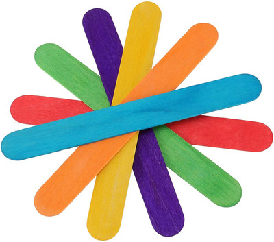 Swikaar Colourful/Multicolour Ice-Cream Sticks for Art/Craft/DIY Activities 100 PC DF15