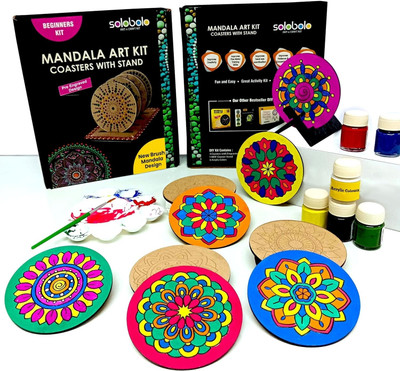 Solobolo Mandala Art Painting Kit with Coasters for Kids DIY Craft Gift ( Pack of 2 )