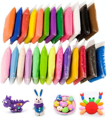 KHYALI Pack of 24 Non-Toxic Modelling Fluffy Foam Bouncing Air Dry Clay for Kids|K77