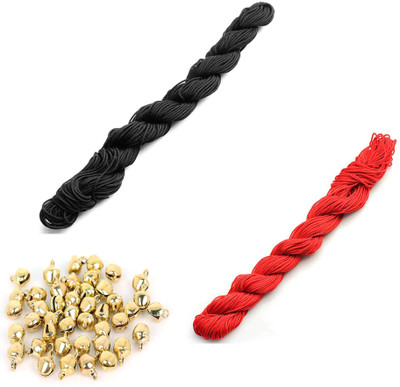 Crafts Haveli Nylon Cord 30 Mtr Knot Macrame Braided String 1mm Black Red