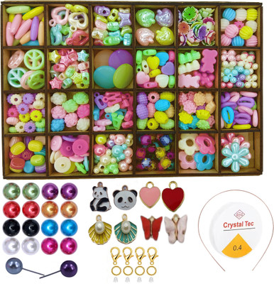 MOM'S TRUST DIY Jewelry Making Kit with Colorful Beads set Crystal beads for kids Wooden box