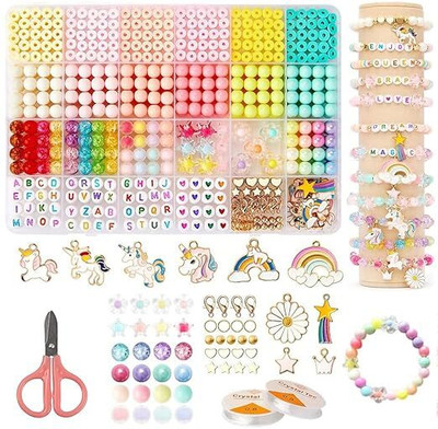 Nuvex Clay Beads Jewellery Making Kit for Kids, Macaron Color Pastel Pearl Beads Set