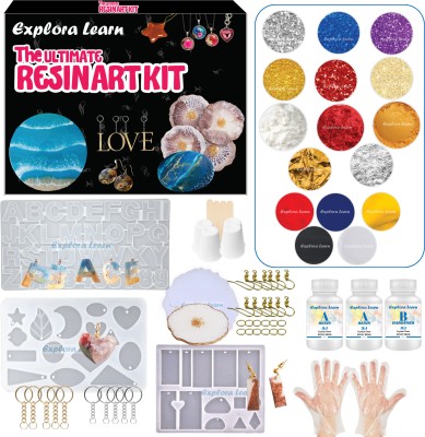 Exploralearn Max Resin Art Kit - Alphabet, Earring, Keychain, Coaster 300 gm Epoxy Resin