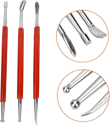 Lansing 3 Pieces Clay Sculpting Tools, DIY Silicone and Ceramic Clay Indentation Tool