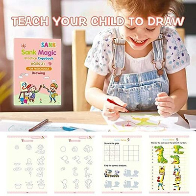Practice Copybook (4 BOOKS,1 PEN,10 REFILL), Number Tracing Book For Preschoolers With Pen, Magic Calligraphy Copybook Set Practical Reusable Writing Tool Simple Hand Lettering(Spiral, Children book) Practice Copybook (4 BOOKS,1 PEN,10 REFILL), Number Tracing Book For Preschoolers With Pen, Magic Calligraphy Copybook Set Practical Reusable Writing Tool Simple Hand Lettering(Spiral, Children book)