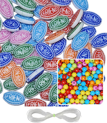 REGLET DIY 65-70 Friend Alphabet Beads & 200 Multicolour Beads for Bracelet Keychains