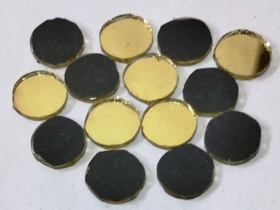 RUHAILA 12 MM SIZE GOLDEN SHADE ROUND SHAPE MIRROR FOR JWELLERY ART & CRAFT 350 PCS