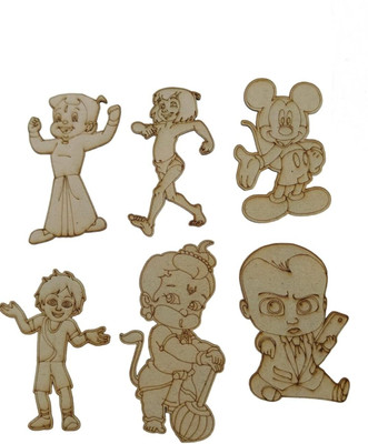 VINAYAK GALLERY MDF Coasters Painting Wooden Sheet for Art and Craft (Pack of 6)
