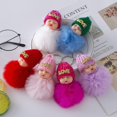 Waaome (Pack of 6/Doll Keychain)Cute Sleeping N Smiley Baby Doll Keychains(A149)