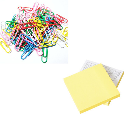 Crafts Haveli Paper Clips Multi Round & Sticky Notes 3x3 Yellow