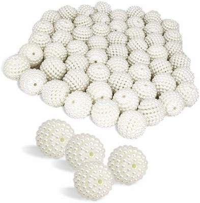 Adhvik Pack of 100 Gram (20 Pcs Approx) 25mm White Angura Moti Beading Craft Material