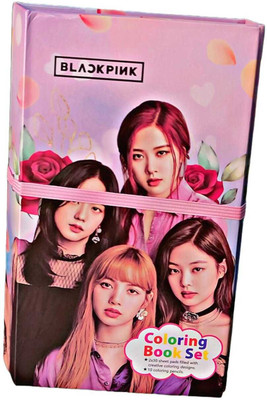 AAHANSHOPPE BLACK PINK Colouring Book with 8 Color Pencil 60 Page Art & Craft Drawing RANDOM