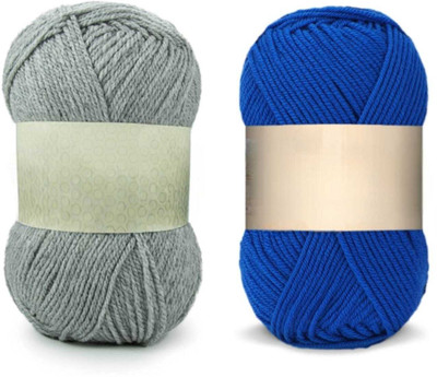 Waaome ® Grey And Blue Wool 200 Gram 100x2 Hand Knitting Art Craft Soft Yarn(WA119)
