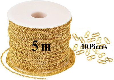 Qroof Jewellery Making Chain 5 mm & 10 S Hook Clasp