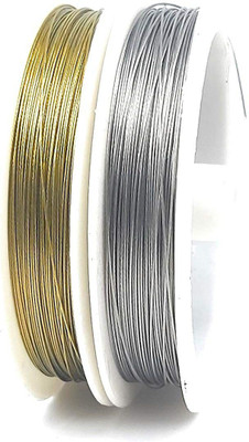 AN Sunshine Gear Wire Combo Golden & Silver Colour for Jewelry Making, Beading & Other Craft & Art Projects Pack of 2 Rolls