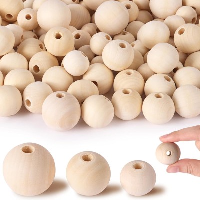 DIY Crafts 130, Wooden Beads Large Size Unfinished Natural Wooden Beads Round Wood Beads