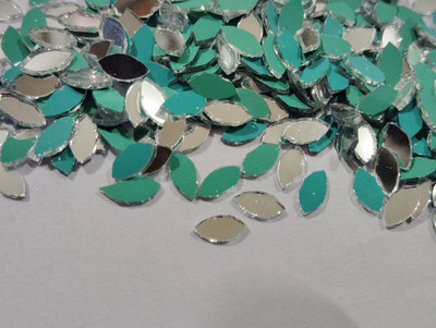 MAHANT EYE SHAPE SILVER MIRROR for lippan Art & mud Work 10MM 50GM 500PIECE
