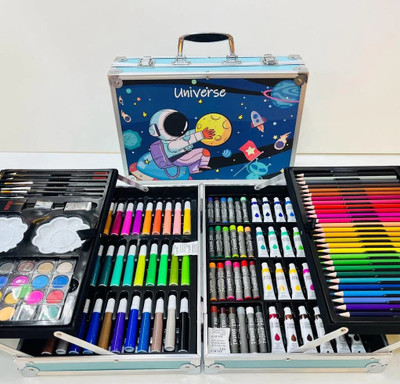 BEFLIX Space Theme Painting Box 145 Pieces | Art Painting Box for Kids & Adults Super Nib Sketch Pen(Multicolor)