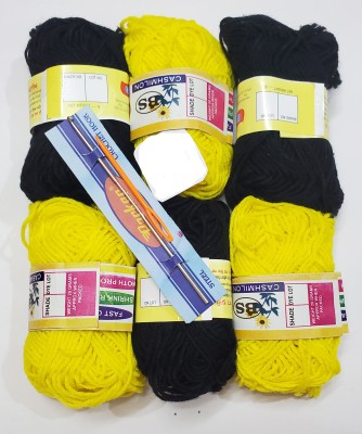 ShopTalk Black and yellow( pack of 6 ) woolen ball