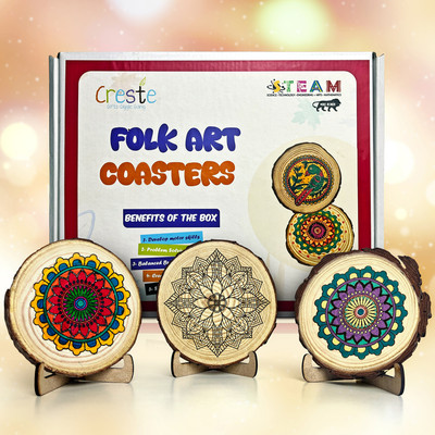 CRESTE DIY Mandala Art Coasters Making Kit | Art and Craft Kit for kids