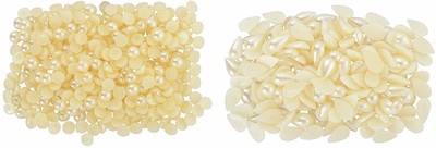 Crafts Haveli Creamy Round and Drop Shaped Pearl for Making Jewellery