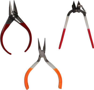 Crafts Haveli Jewellery Making Tool Kit Combo Set of G Plier, Long Flat Nose & Spring Katiya