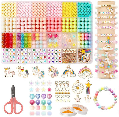 AORDEY Bracelet Making Set, Clay Beads Kit, Macaron Color Beads for Bracelet for Kids