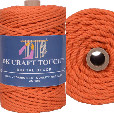 Dk Craft Touch Orange 4mm (100m) Twisted Macrame Cotton Thread/Cord Roll For Craft Work