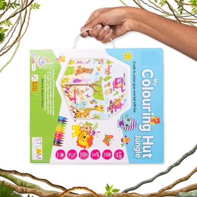 V India My Coloring Hut Jungle Theme (36x29x40 cm) DIY for 3+ Kids, Washable & Reusable
