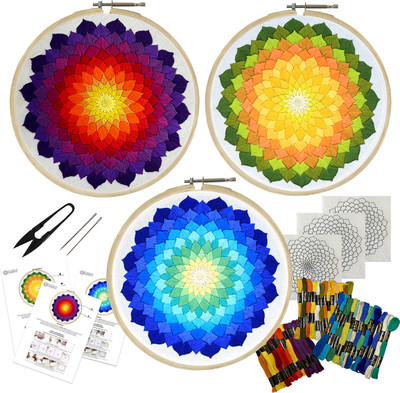 Embroiderymaterial Combo of 3 Embroidery Kit for Beginners and Adults Cross Stitch Embroidery Kit